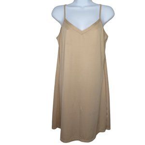 Vintage Vassarette Nude Full Length Dress Slip M Nylon Stretch Modest Lingerie